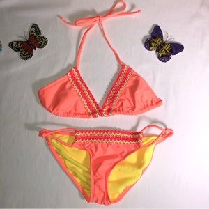 Mudd Two Pc Bikini Set, Crochet embellishments, X-Small, Boho, NWOT